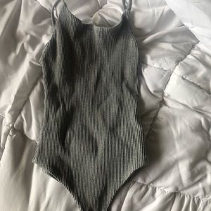 Gray open back bodysuit